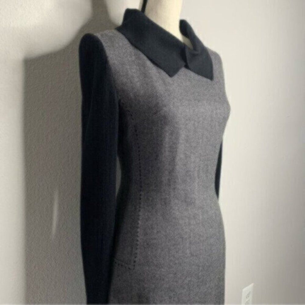 Vintage Tweed Wool Collared Knee Length Sheath Office Dress - Picture 5 of 11